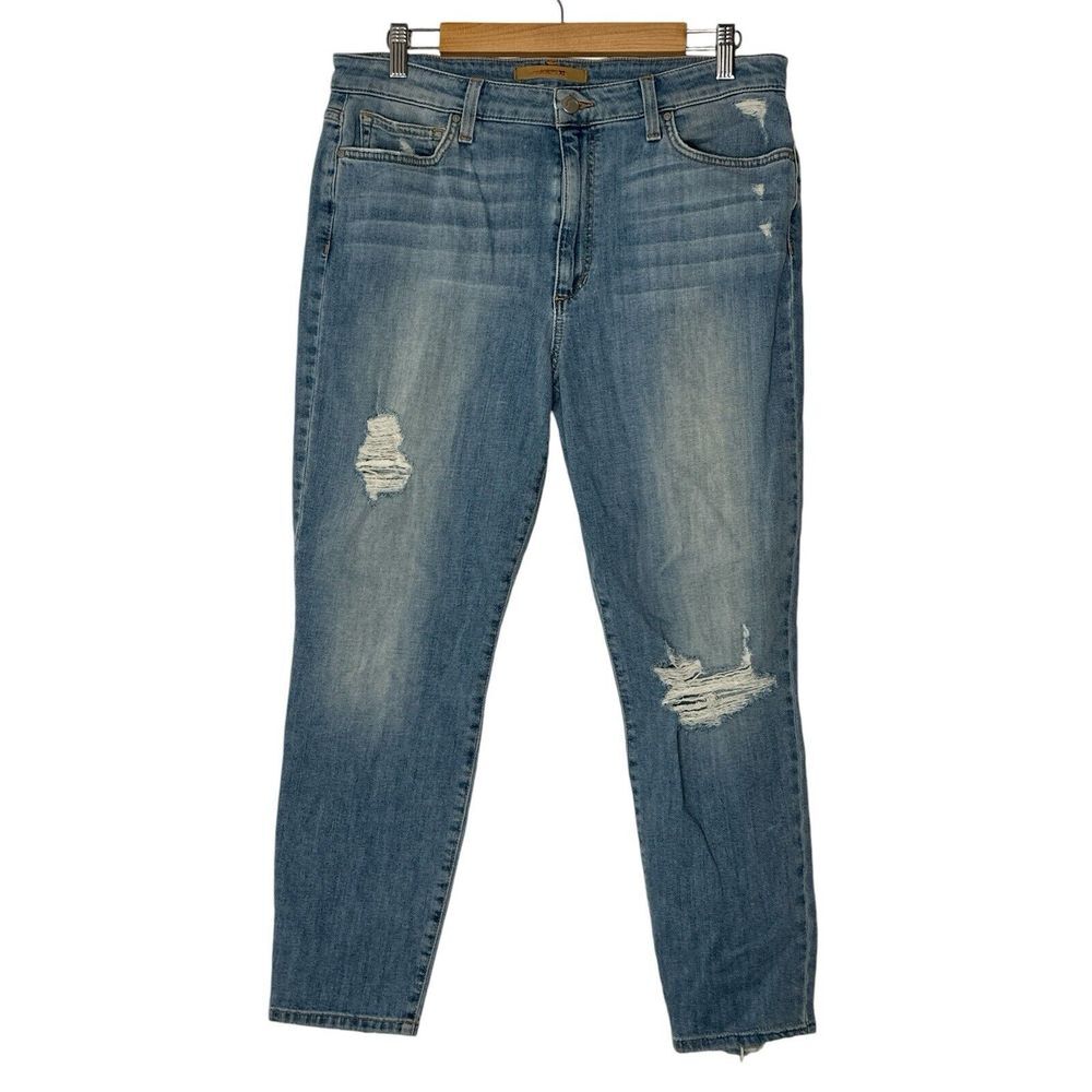 Joes Jeans Womens Size 31 Pants High Rise Crop Distressed Comfort Stretchā Denim